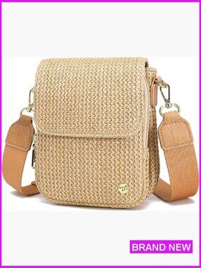 Woven Crossbody Bag Small Summer Purse RFID Phone Travel Beach Straw Handbag